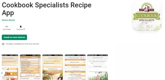 Google Play Image of Cookbook Specialists Recipe App