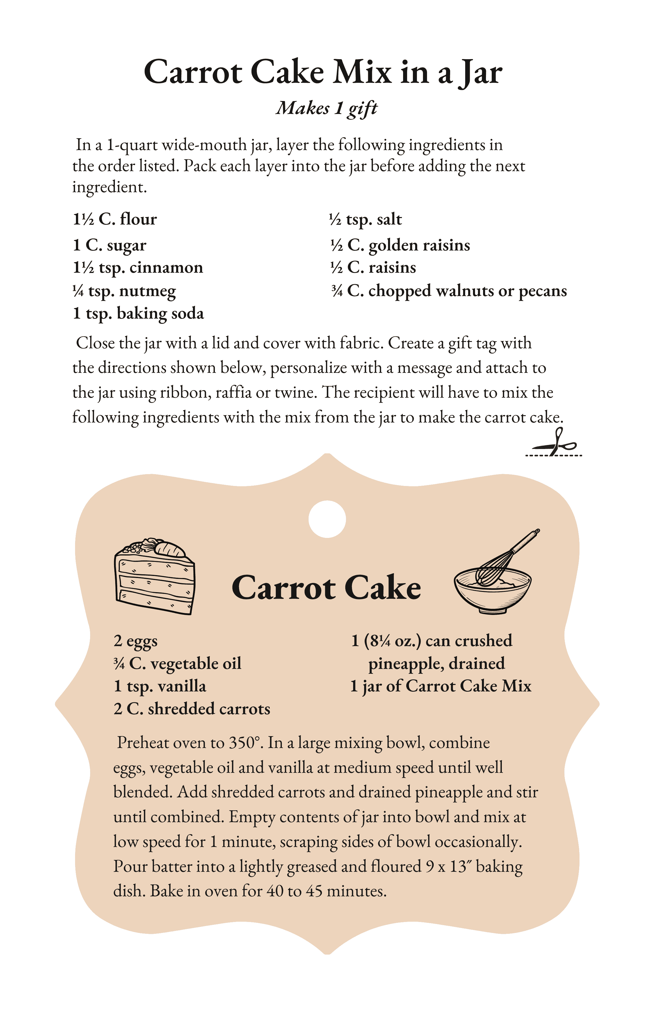 Carrot Cake Mix in a Jar Recipe